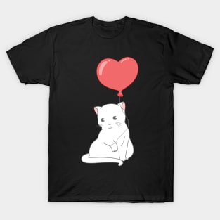 Cat With Heart Balloon T-Shirt